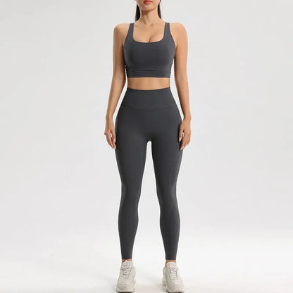 Women's sports and fitness set yoga and running two-piece set bra underwear quick drying base pants - Smart Savvy